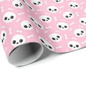 Cute Baby Pink Skull & Bones Halloween Pattern Cadeaupapier (Rol Hoek)