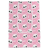 Cute Baby Pink Skull & Bones Halloween Pattern Medium Cadeauzakje (Achterkant)