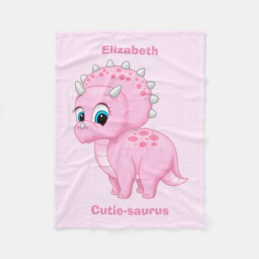 Cute Baby Pink Triceratops Dinosaur Fleece Deken (Voorkant)