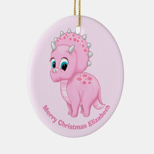 Cute Baby Pink Triceratops Dinosaur Keramisch Ornament (Rechts)
