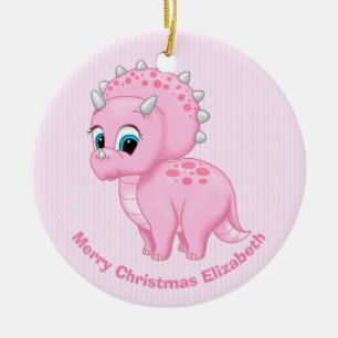 Cute Baby Pink Triceratops Dinosaur Keramisch Ornament