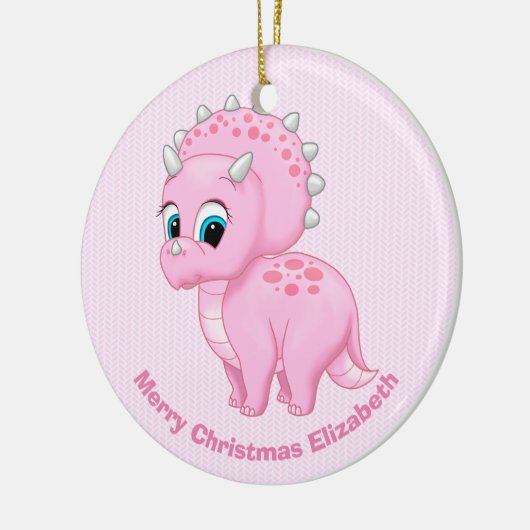 Cute Baby Pink Triceratops Dinosaur Keramisch Ornament (Links)