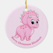 Cute Baby Pink Triceratops Dinosaur Keramisch Ornament (Achterkant)