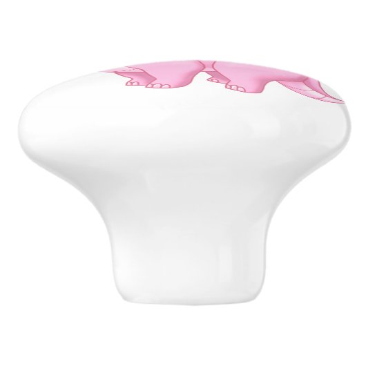 Cute Baby Pink Triceratops Dinosaur Keramische Knop (Zijkant)