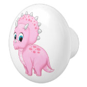Cute Baby Pink Triceratops Dinosaur Keramische Knop (Rechts)