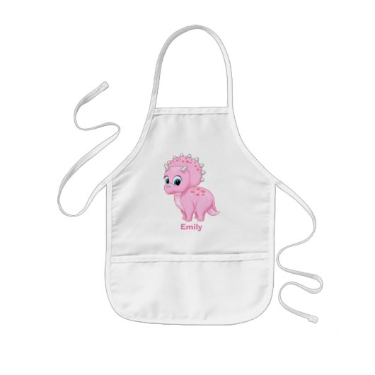 Cute Baby Pink Triceratops Dinosaur Kinder Schort (Voorkant)