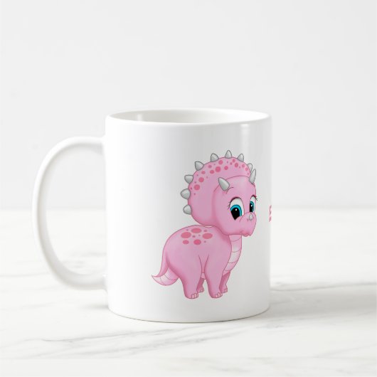 Cute Baby Pink Triceratops Dinosaur Koffiemok (Links)