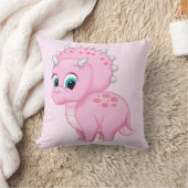 Cute Baby Pink Triceratops Dinosaur Kussen (Deken)