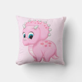 Cute Baby Pink Triceratops Dinosaur Kussen (Voorkant)