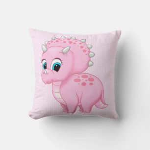 Cute Baby Pink Triceratops Dinosaur Kussen