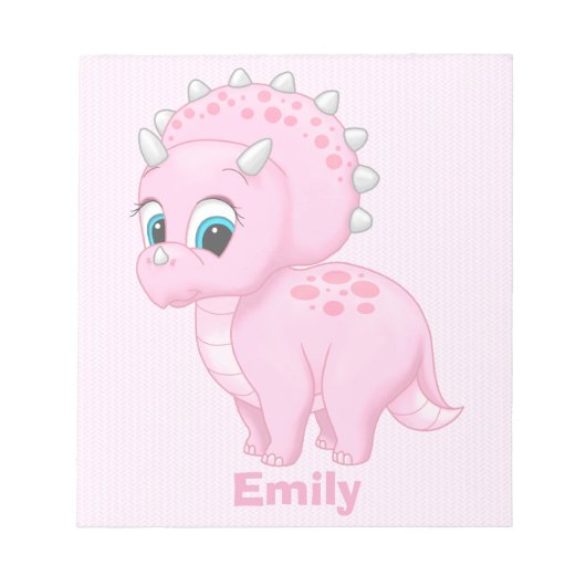 Cute Baby Pink Triceratops Dinosaur Notitieblok (Voorkant)