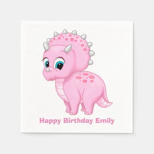 Cute Baby Pink Triceratops Dinosaur Servetten (Voorkant)
