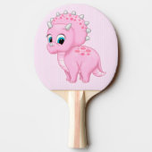 Cute Baby Pink Triceratops Dinosaur Tafeltennisbatje (Achterkant)