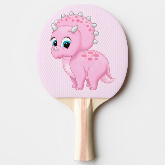 Cute Baby Pink Triceratops Dinosaur Tafeltennisbatje (Voorkant)