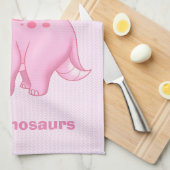Cute Baby Pink Triceratops Dinosaur Theedoek (Quarter Fold)