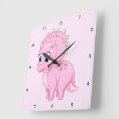 Cute Baby Pink Triceratops Dinosaur Vierkante Klok (Hoek)