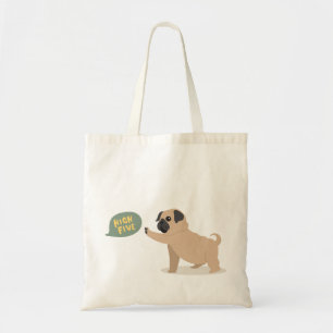 Cute baby pug die hoge vijf Canvas tas doet