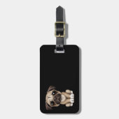 Cute Baby Pug Puppy Dog op Black Bagagelabel (Voorkant verticaal)