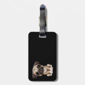 Cute Baby Pug Puppy Dog op Black Bagagelabel (Achterkant verticaal)