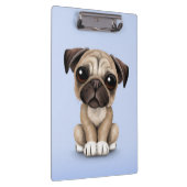 Cute Baby Pug Puppy Dog op Light Blue Klembord (Rechts)