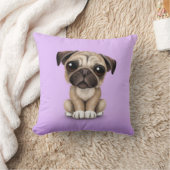 Cute Baby Pug Puppy Dog op Paars Kussen (Deken)
