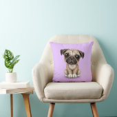Cute Baby Pug Puppy Dog op Paars Kussen (Stoel)