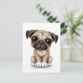 Cute Baby Pug Puppy Dog op White Briefkaart (Staand voorkant)