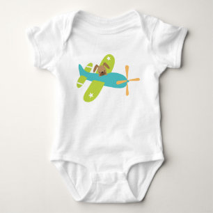 Cute Baby Puppy Dog in het vliegtuig Romper
