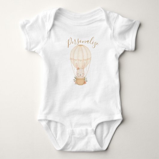 Cute Baby Rabbit in Air Ballonroze Speciaal gepers Romper (Voorkant)