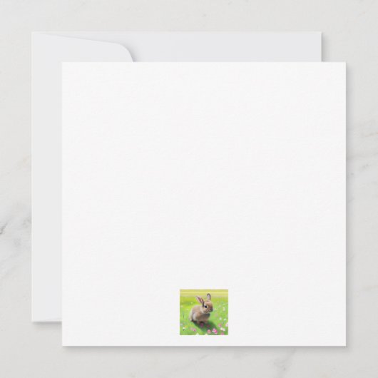 Cute baby rabbit in een bloemwei (Achterkant)