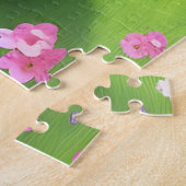 Cute baby rabbit in een bloemwei legpuzzel (Zijkant)