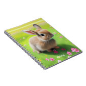Cute baby rabbit in een bloemwei notitieboek (Rechterzijde)