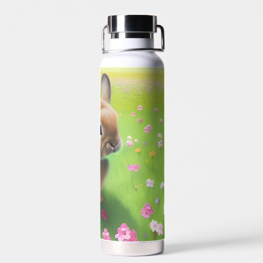 Cute baby rabbit in een bloemwei waterfles (Achterkant)