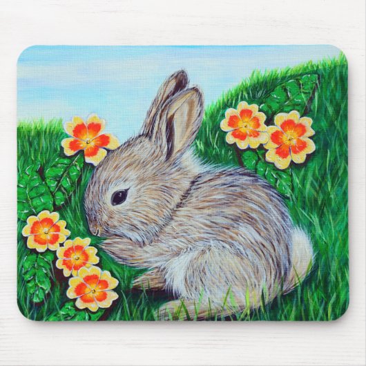 Cute Baby Rabbit Painting Muismat (Voorkant)