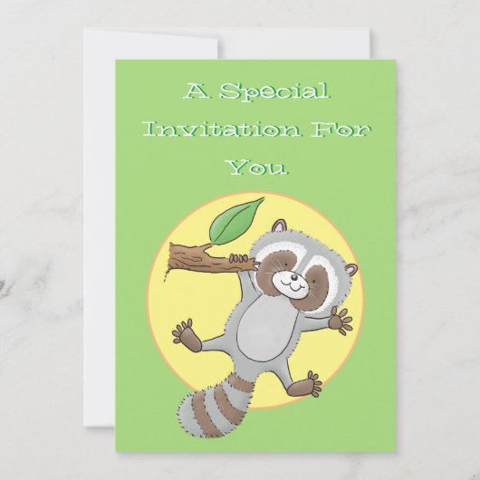 Cute baby raccoon cartoon illustratie 1 jaar kaart (Achterkant)