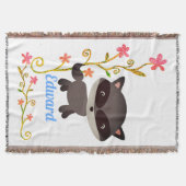 Cute Baby Raccoon met bloemen Deken (Voorkant)