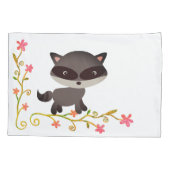 Cute Baby Raccoon met bloemen Kussensloop (Achterkant)