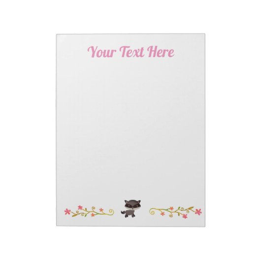 Cute Baby Raccoon met bloemen Notitieblok (Linkerzijde)