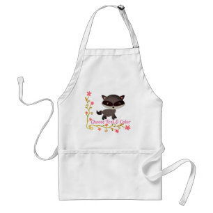 Cute Baby Raccoon met bloemen Standaard Schort