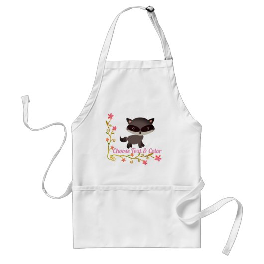 Cute Baby Raccoon met bloemen Standaard Schort (Voorkant)