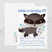 Cute Baby Raccoon met Flowers Birthday Kaart (Voorkant / Achterkant)