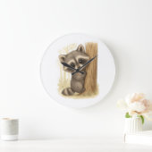 Cute Baby Raccoon Peek-a-Boo Forest Grote Klok (Huis)
