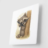 Cute Baby Raccoon Peek-a-Boo Forest Vierkante Klok (Hoek)