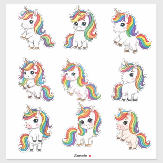 Cute Baby Rainbow Unicorn Custom Vinyl Sticker (Vel)