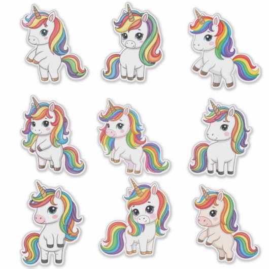 Cute Baby Rainbow Unicorn Custom Vinyl Sticker (Voorkant)