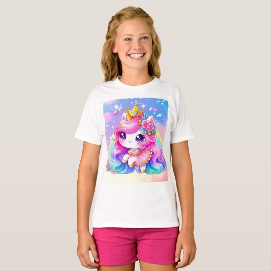 Cute Baby Rainbow Unicorn T-shirt (Voorkant volledig)