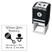 Cute Baby Rammelaar & Fopspeen Geboorteaankondigin Zelfinktende Stempel (In situ)