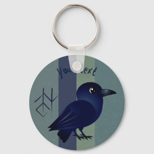Cute baby raven w runic symbol of wisdom in Corfu Sleutelhanger