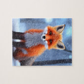 Cute Baby Red Fox in de sneeuw Legpuzzel (Horizontaal)