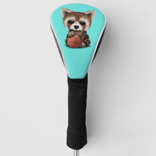 Cute Baby Red Panda speelt met Basketball Golfheadcover (Voorkant)